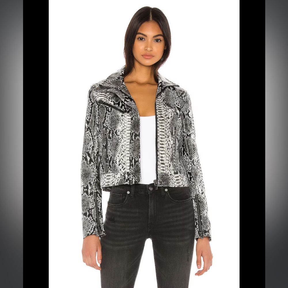 Revolve Blank NYC Giacca Vegan Leather Moto Jacket - Anaconda - M